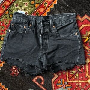Levi's Women's Premium 501 Original Shorts Black Size 26 High Rise; Button fly
